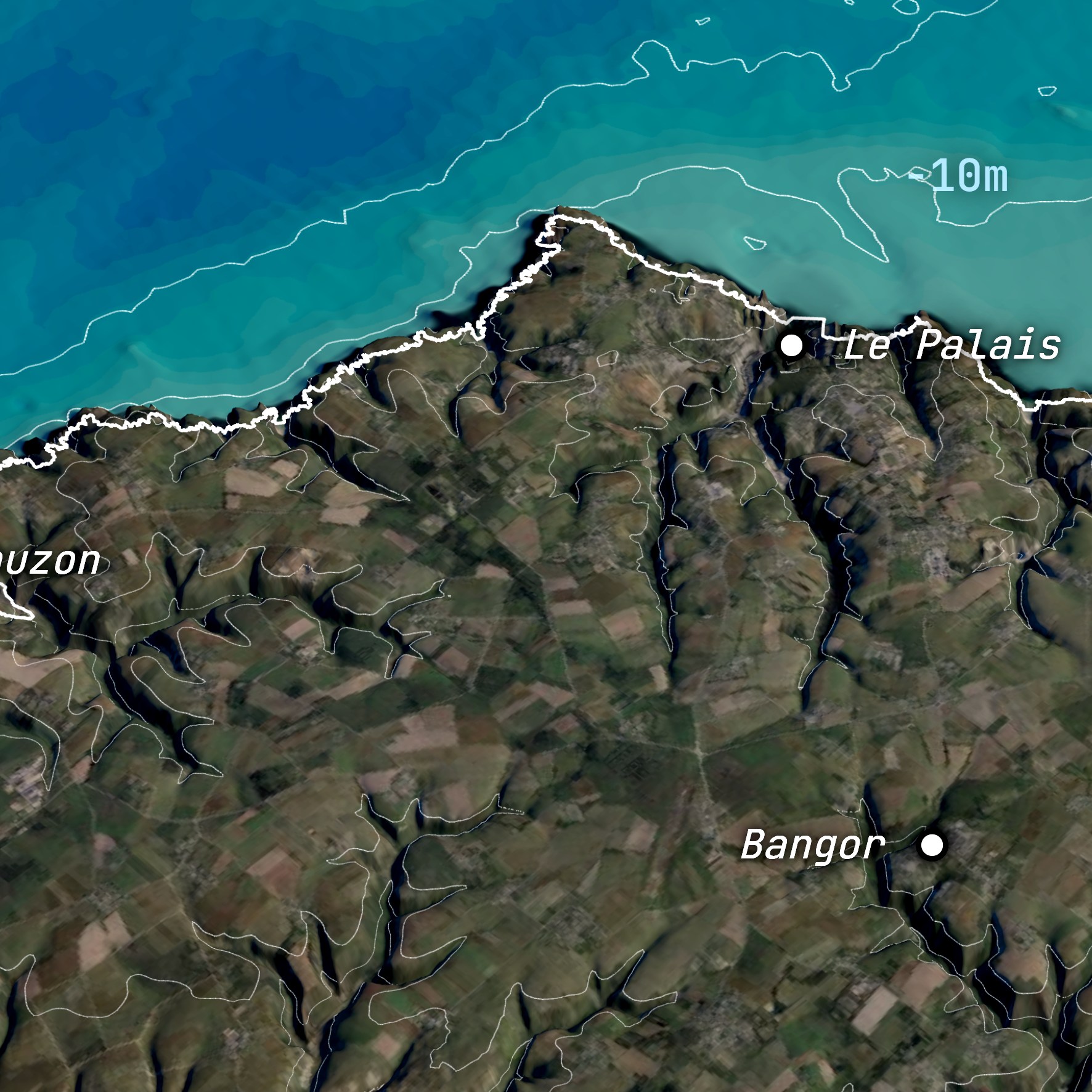 Coastline and place names along the north coast of Belle-Île